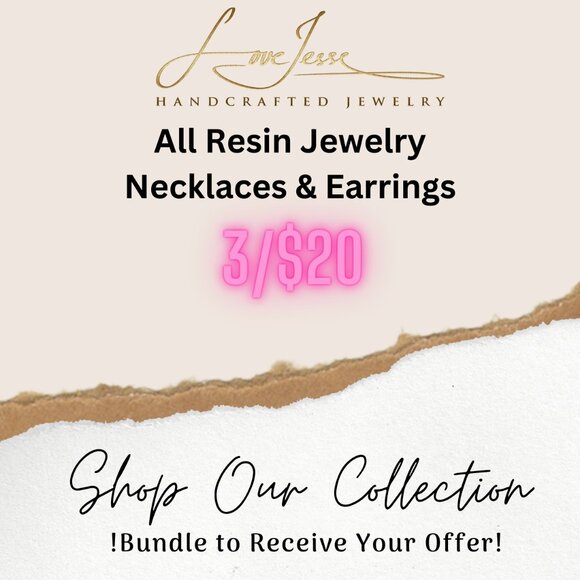 3/$20 14k Gold Bronze Glitter Resin Heart Handmade Charm Pendant Necklace - Picture 2 of 7